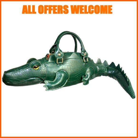 PU Leather Crocodile Shaped Crossbody Shoulder Bag Handbag Purse